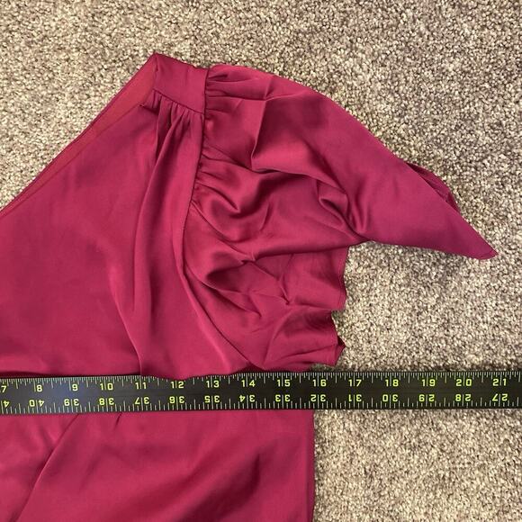 Express Women's Satin One Shoulder Tie Waist Top Bright Pink Size XS - NWT $64 - Picture 10 of 16